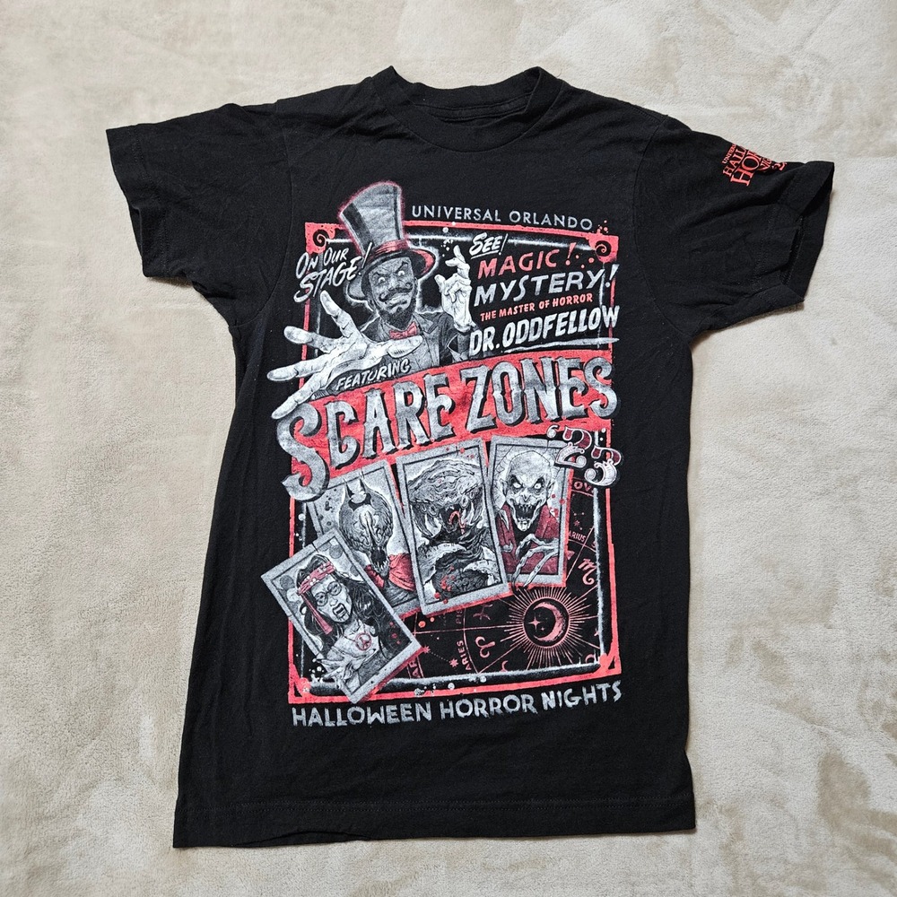 Universal Studios Halloween Horror Nights 2023 Dr Oddfellow Scare Zones Shirt XS
